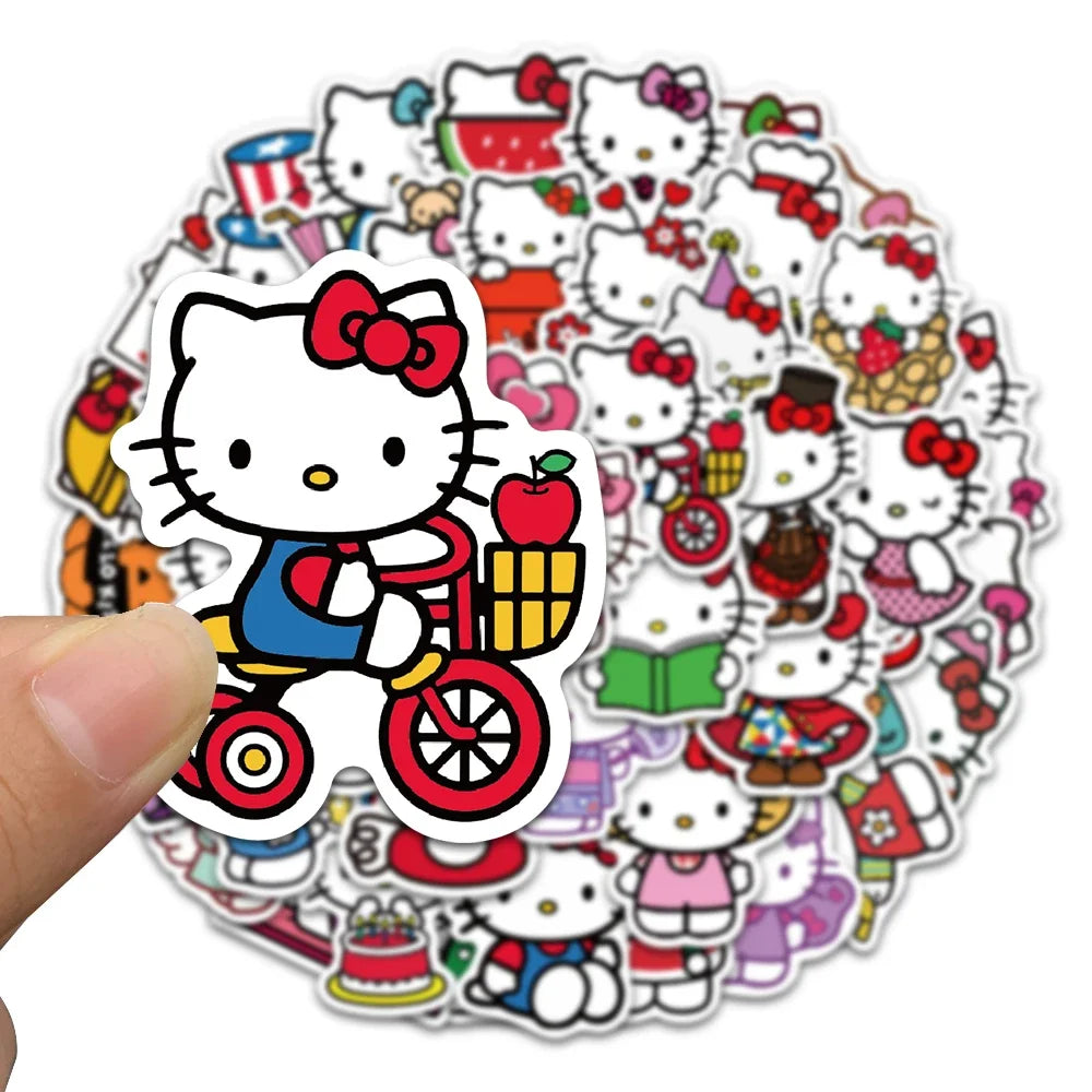 Kawaii Hello Kitty and My Melody Stickers – Cute Sanrio Decals for Kids, DIY Laptop, Phone, and Diary