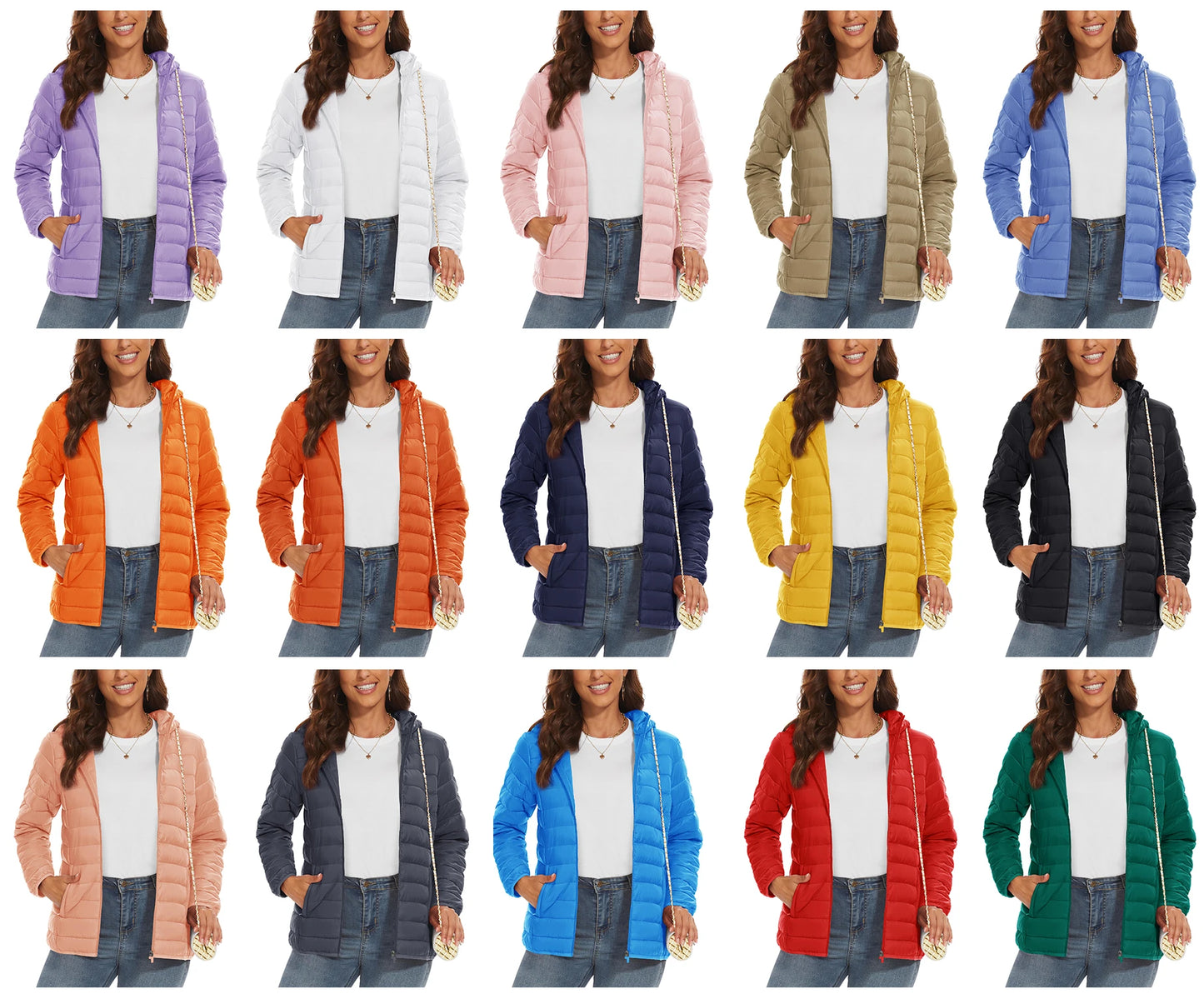 TACVASEN Women's Hooded Puffer Jacket – Full Zip Quilted Winter Coat, Lightweight Windbreaker Outerwear