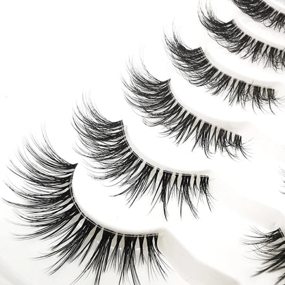 HBZGTLAD 7 Pairs Cat Eye Faux Mink Lashes – Clear Band, Wispy & Natural Full Strip Eyelashes
