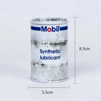 Iron Mini Oil Drum Model – Chemistry Car Desktop Decoration & Storage Box War Games Scene Toy for Boys