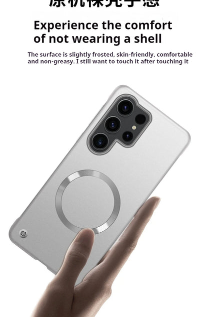 Ultra Thin Magnetic Metal Case for Samsung S25/S24 Ultra, S23/S22 FE – Frameless Matte PC Cover with MagSafe Compatibility