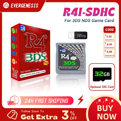 Red R4 3DS Flash Card & SDHC Adapter – Memory Card for DS Video Games