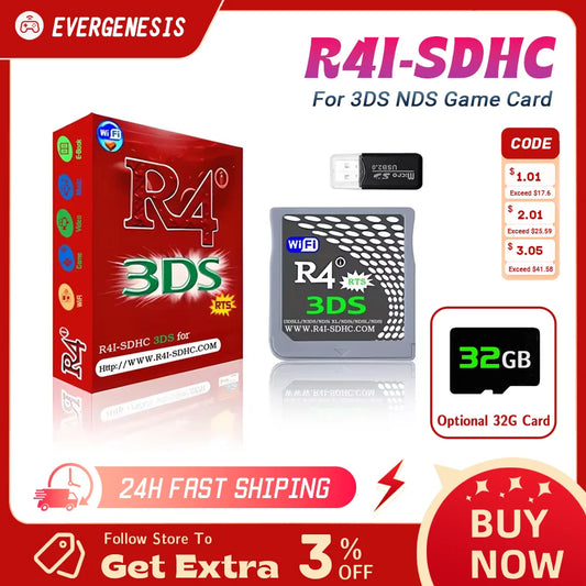 Red R4 3DS Flash Card & SDHC Adapter – Memory Card for DS Video Games