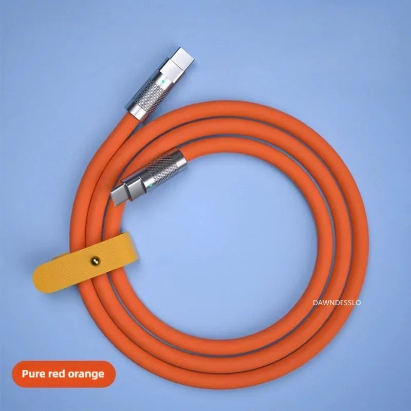 120W 7A Super Fast PD USB-C to USB-C Cable — Liquid Silicone Charger for Xiaomi, Huawei (1M/1.5M/2M)