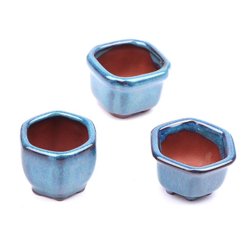Mini Chinese Style Ceramic Bonsai Pot – Breathable Succulent Planter with Drainage Holes for Home