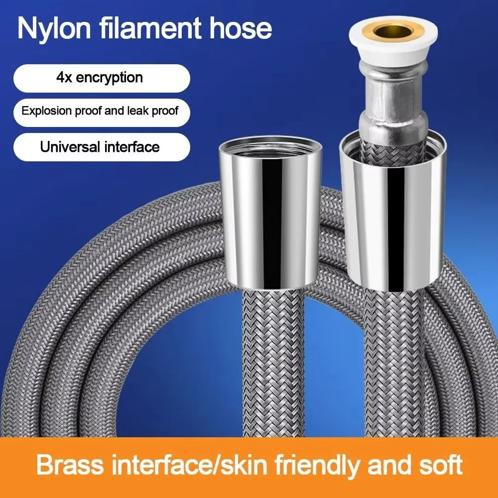 1.5/2M Anti-Kink Handheld Shower Hose — Flexible High-Pressure Nylon Tube with Universal GI/2 Connector