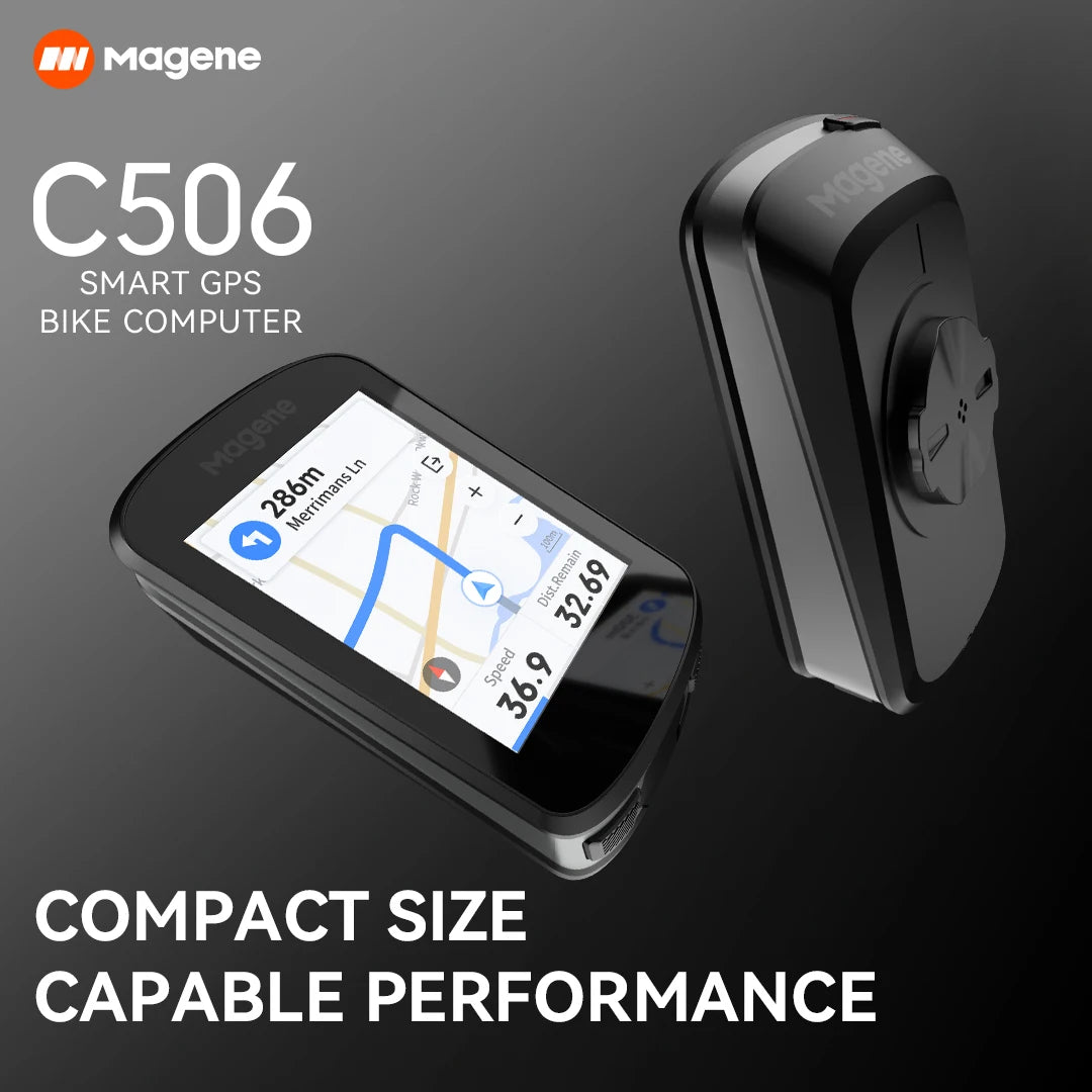 Magene C506 SE GPS Bike Computer - Navigation, WiFi, Bluetooth, Cycle Speedometer, Digital Stopwatch, 2.4 Odometer, Indoor Cycling