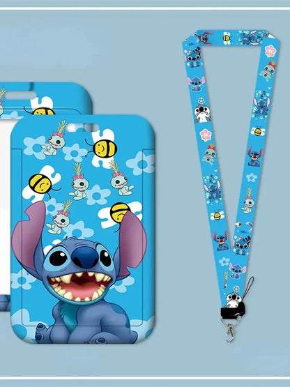 Disney Anime Stitch Badge Holder – Kawaii Card Holder Lanyard for Students, Kids, Campus Neck Strap Gift