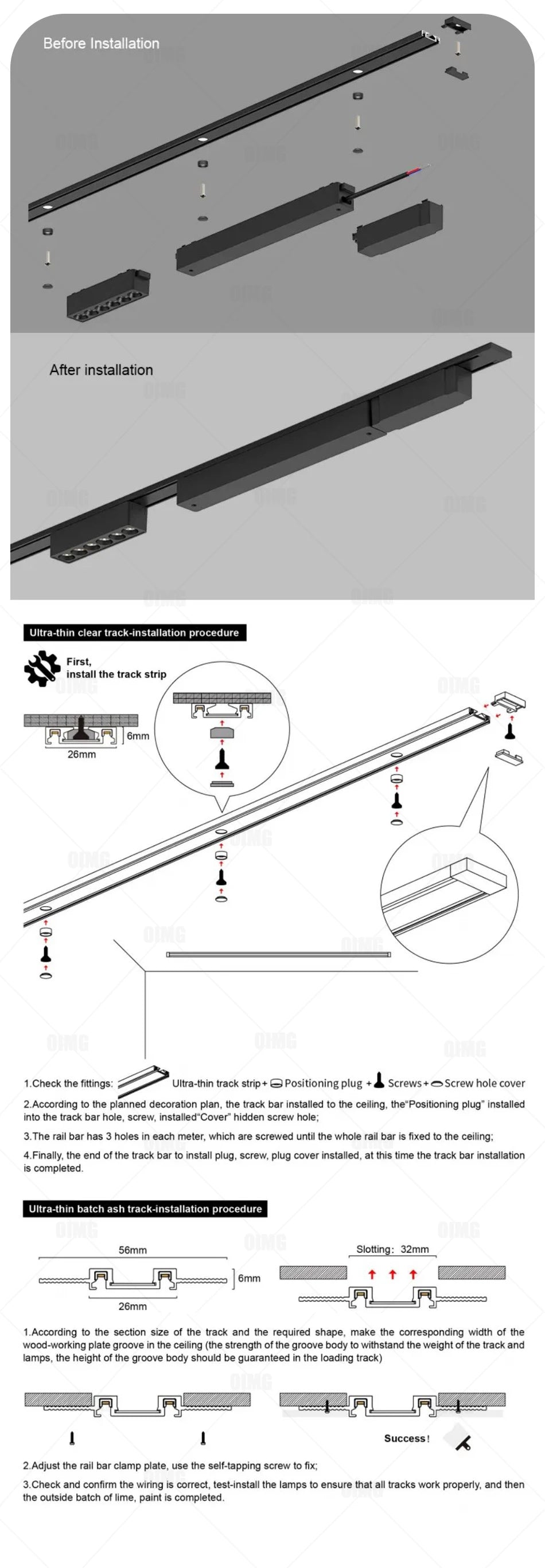 Smart Home Tuya Dimming 6mm Ultra-Thin Ceiling Mount Magnetic Track Light, 48V Slim Surface Mounted Linear Light