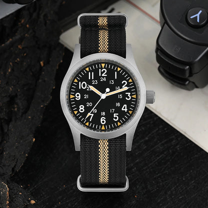Militado ML05 Vintage Quartz Watch 38mm with VH31 Movement, Domed Sapphire Crystal, AR Coating & Luminous Dial