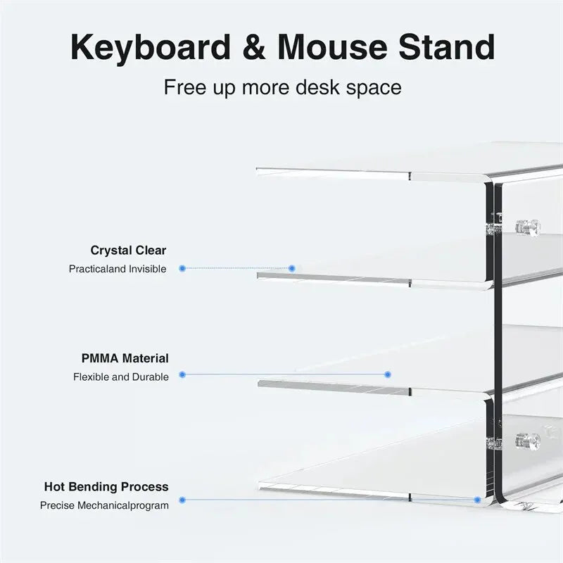 3-Tier Acrylic Keyboard Display Stand, Lightweight Frame Shelf for Keyboard Storage, Ideal for Study Rooms & Exhibition Halls