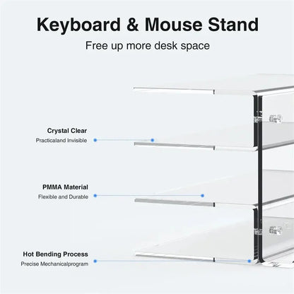 3-Tier Acrylic Keyboard Display Stand, Lightweight Frame Shelf for Keyboard Storage, Ideal for Study Rooms & Exhibition Halls