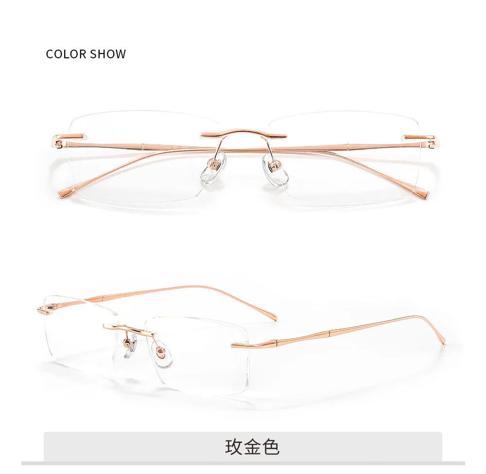 Rimless Spect Frame Ultra-Light Pure Titanium Rimless Glasses Frame – Anti-Blue Light Opti ...