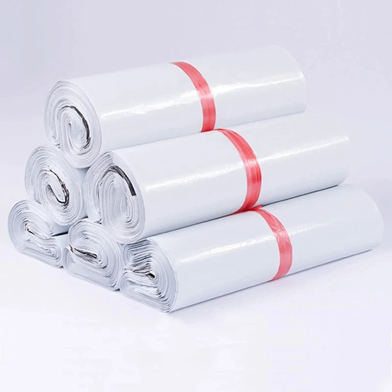 INPLUSTOP Opaque PE Shipping Bags - White Plastic Express Envelopes with Self-Adhesive Seal for Mailing and Courier