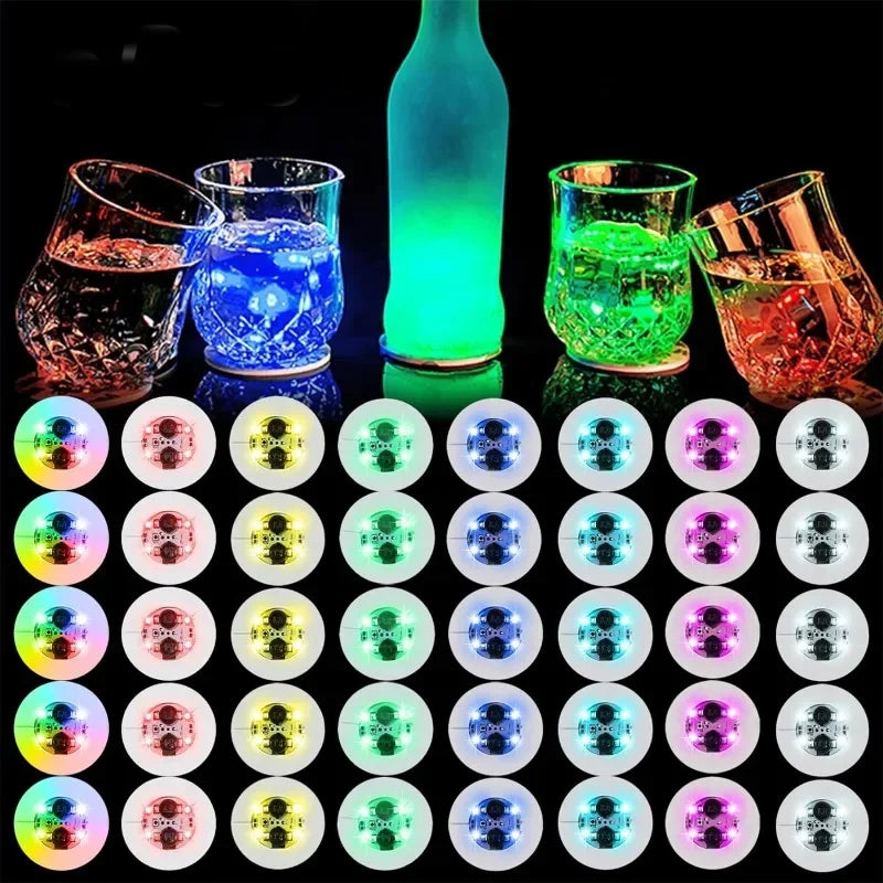 LED Luminous Cup Stickers — 6cm Bottle & Glass Coaster Lights for Bar, KTV, Wedding, Party Decoration (1/50PCS)