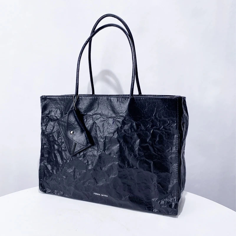 2025 Women’s Pleated Tote Bag – Luxury Vintage Oil-Wax Handbag, Large Capacity Shoulder Purse