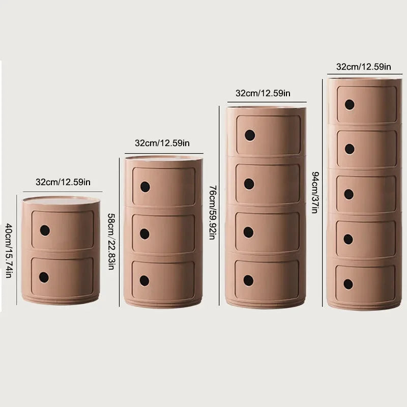 Nordic Minimalist White Bedside Table – Modern Round Plastic Side Cabinet, Small Creative Storage Unit