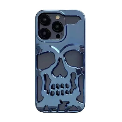 Cool Hollow Skull Ghostface Plating iPhone Case – Heat Dissipation Slim Cover for iPhone 14-17 Pro Max