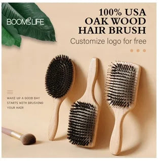 Bamboo Hair Brush for Women – Wide Tooth Styling Comb, Scalp Massage Brush for Smooth Hair & Barber Use