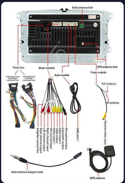 2DIN Android Car Radio for Volkswagen Golf 5/6, Polo, Passat B6/B7, CC, Skoda, Jetta - Multimedia, CarPlay, Wifi & GPS Navigation