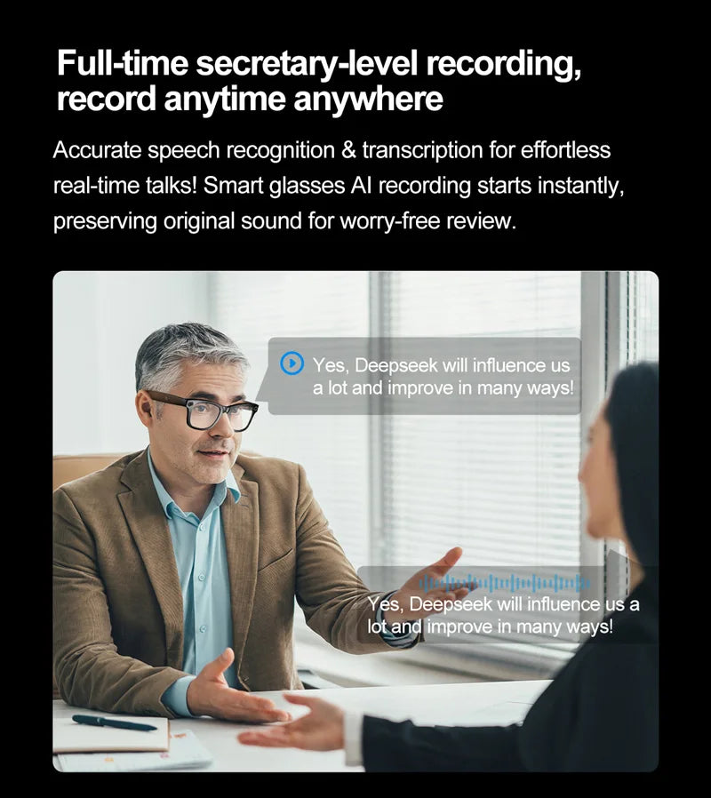 Xiaomi Smart Bluetooth Glasses — IP65 Waterproof, Video Recording, AI Photo Recognition, Translation, Call & Large Battery