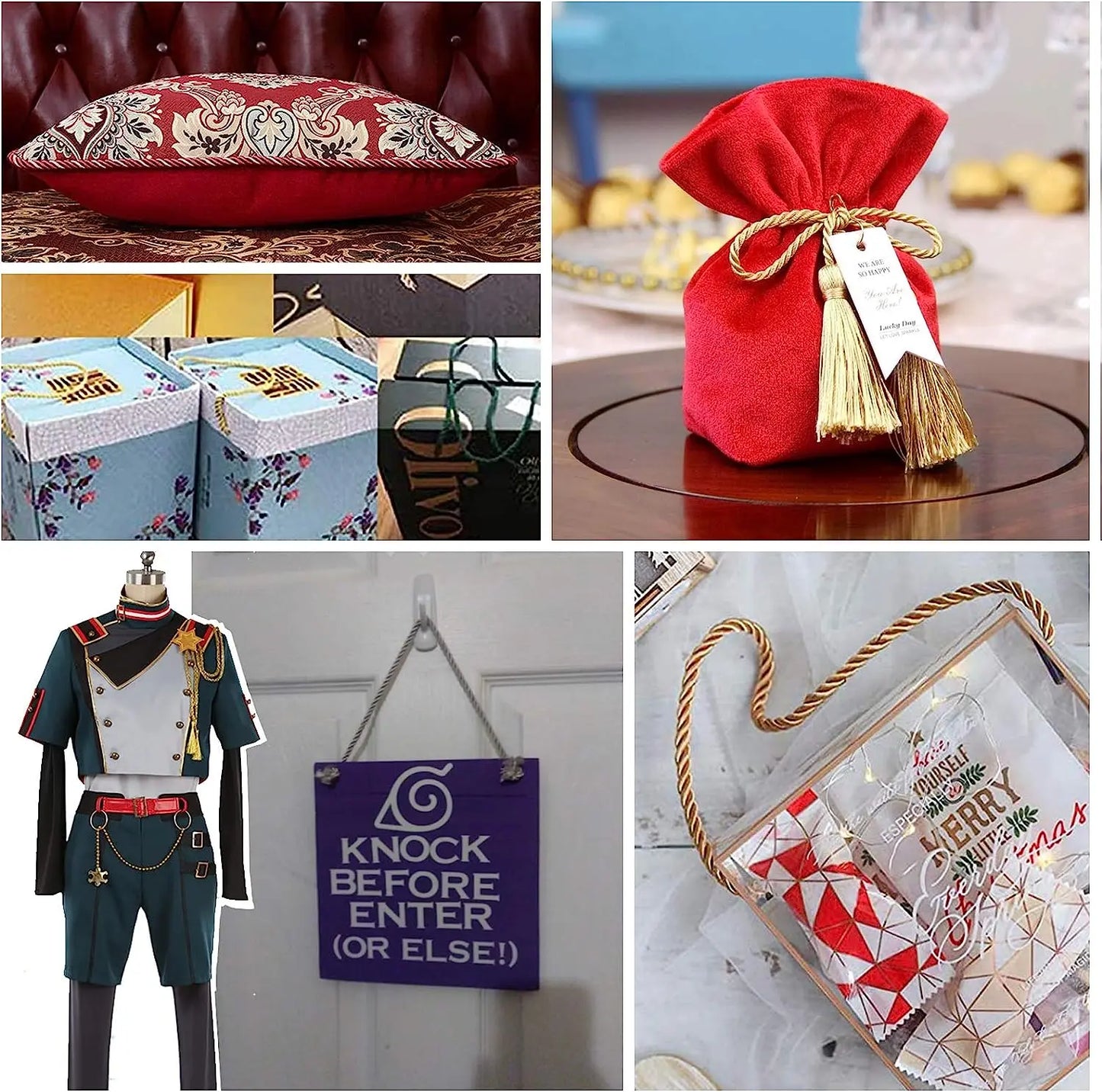 5MM Twisted Cord Rope Trim – Decorative Polyester Handmade Cording for Sewing, Crafts, Upholstery & Home Decor, 5m