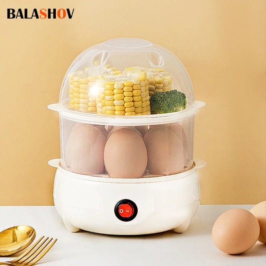 Multifunctional Electric Egg Cooker – Double-Layer Mini Steamer & Poacher for Easy Breakfast Cooking