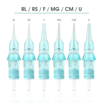 20pcs Gray Tattoo Cartridge Needles – Disposable Sterile Membrane System for Permanent Makeup Machines & Grips