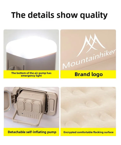 MOUNTAINHIKER 2025 Inflatable Air Mattress - PVC Glamping Camping / interior Bed Mat with Built-In Pump for 1-3 Person