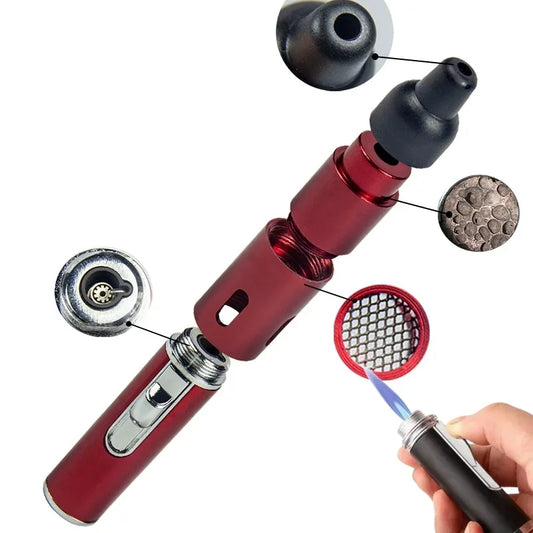 New Metal Long Pen Spray Lighter — Blue Flame Igniter for Aromatherapy, Portable Loop Inflatable Lighter & Cigarette Accessories