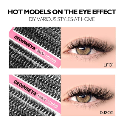 Lash Clusters Extension Kit – Fake Eyelashes Set with Lash Bond, Seal, and Applicator Tool for Makeup