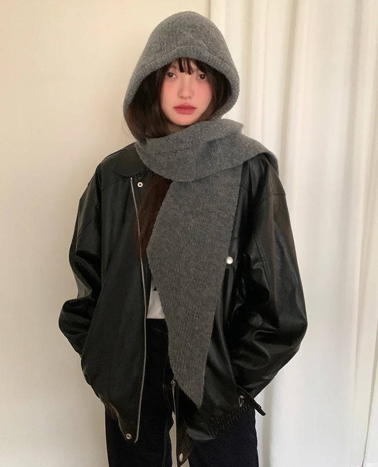 Autumn & Winter Hat and Scarf Set – Wool Knit Earmuffs, Fashionable Neck Warmer for Women