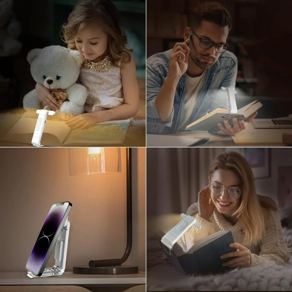 USB Rechargeable Reading Light - Portable LED Clip-On Bookmark for Nighttime Reading in Bed