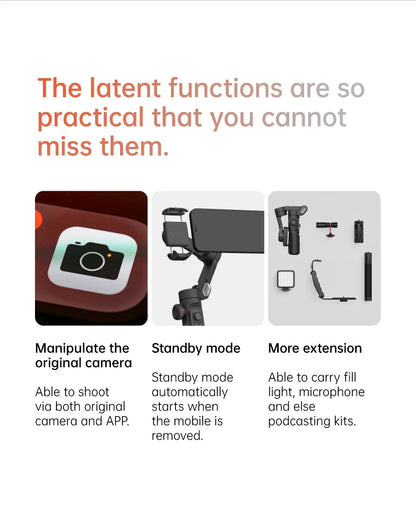 AOCHUAN 3-Axis Handheld Gimbal Stabilizer – SmartXE for iPhone & Android with AI Face Tracking for TikTok & Vlog