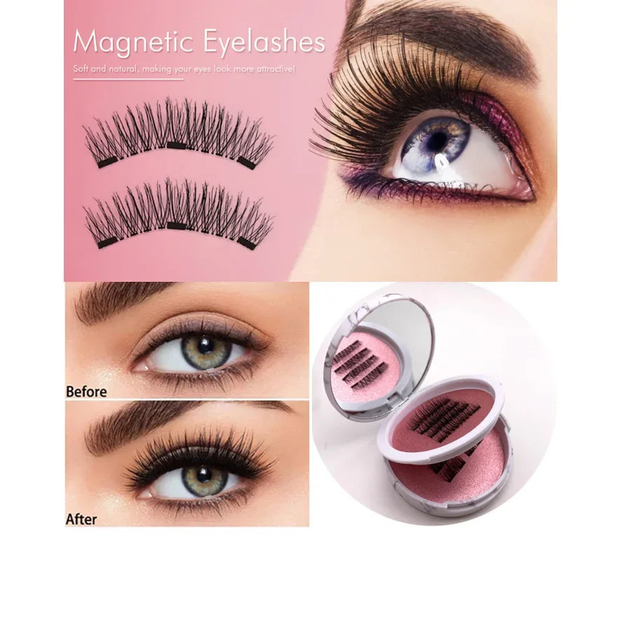 12PCS Magnetic False Eyelashes – Half Lashes Set with Double Box, Mirror & Applicator, Reusable Beauty Makeup