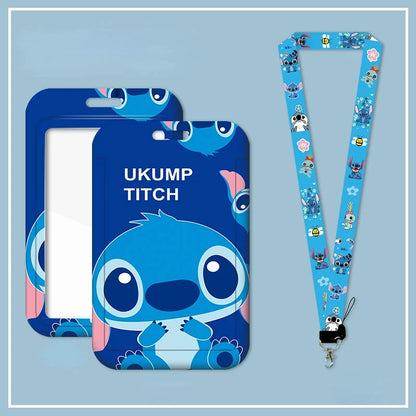 Disney Anime Stitch Badge Holder – Kawaii Card Holder Lanyard for Students, Kids, Campus Neck Strap Gift