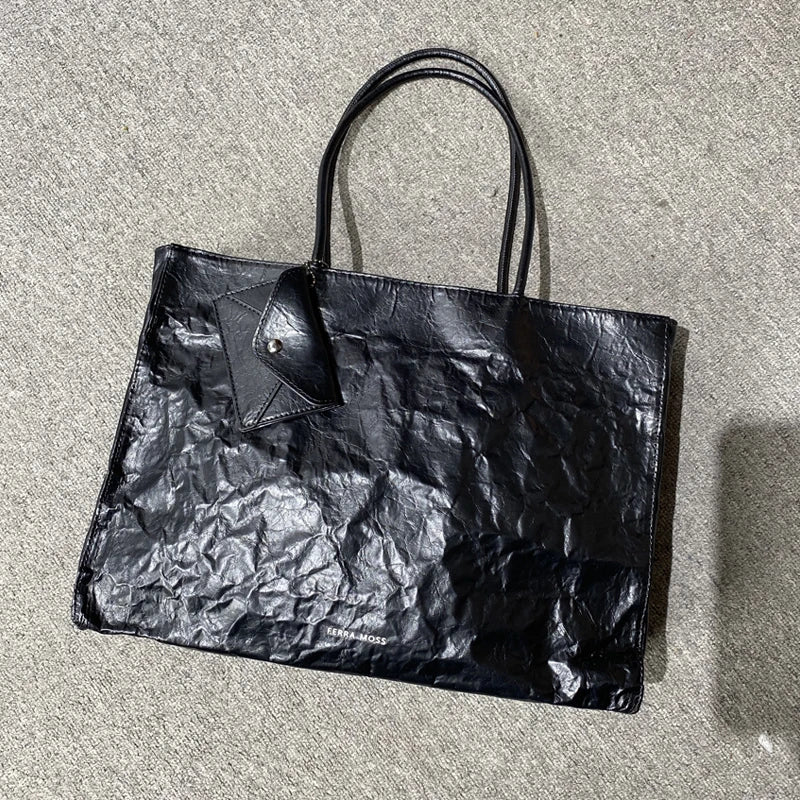 2025 Women’s Pleated Tote Bag – Luxury Vintage Oil-Wax Handbag, Large Capacity Shoulder Purse