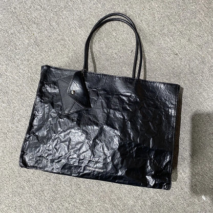 2025 Women’s Pleated Tote Bag – Luxury Vintage Oil-Wax Handbag, Large Capacity Shoulder Purse