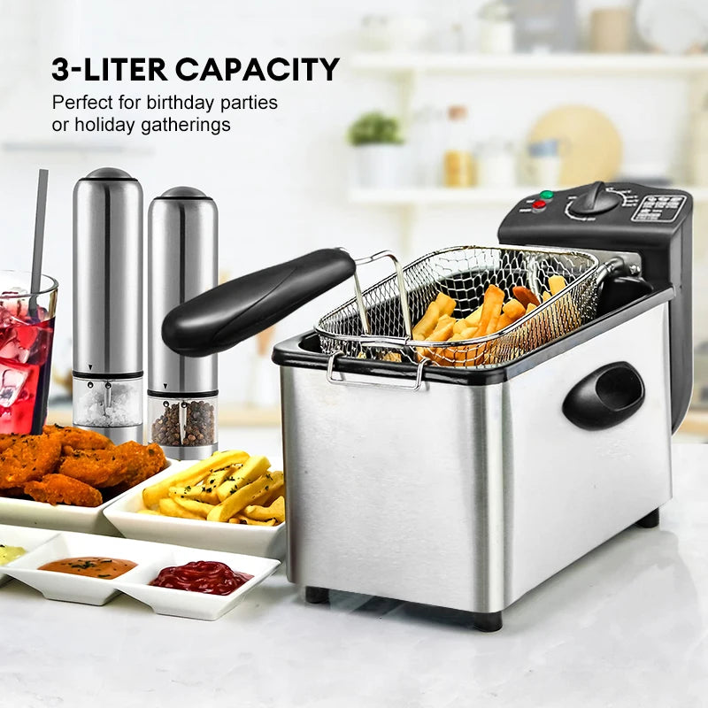 2000W Electric Deep Fryer – 4L Oil Frying Machine with Adjustable Thermostat for Chicken, Fries & Grill