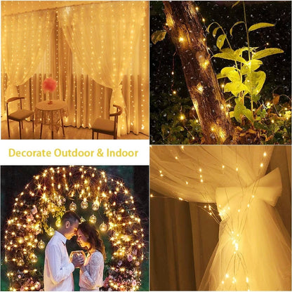 USB LED Curtain String Lights — 3x3/3x2/3x1 Fairy Light Garland for Christmas, Wedding, Home & Bedroom Decoration
