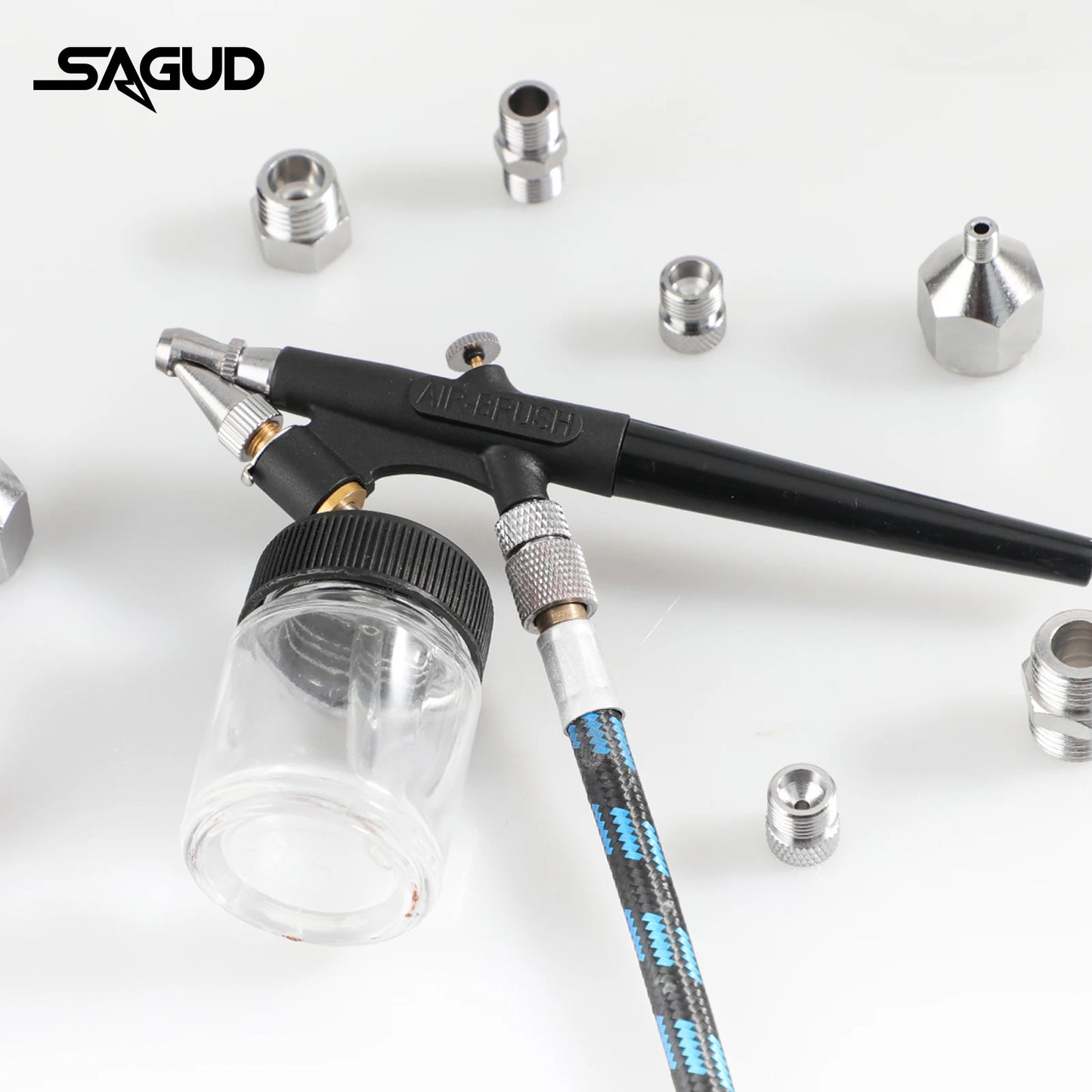 SAUGD 9PCS Airbrush Adapter Fitting Replacement Kit – Coupling Connectors for Compressor & Airbrush Hose