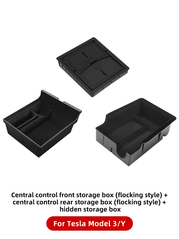 YZ Storage Box for Tesla Model 3 & Model Y – Center Armrest Hidden Box & Cup Holder Organizer, 2023-2022 Car Accessories