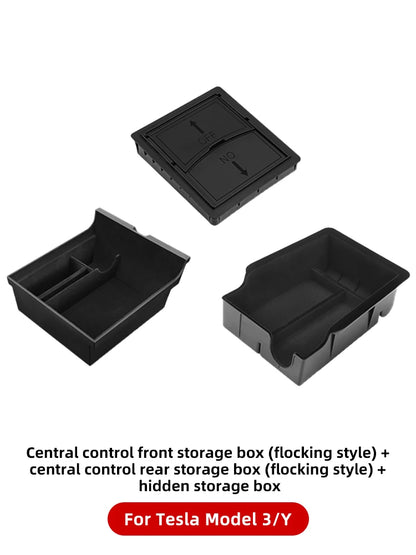 YZ Storage Box for Tesla Model 3 & Model Y – Center Armrest Hidden Box & Cup Holder Organizer, 2023-2022 Car Accessories