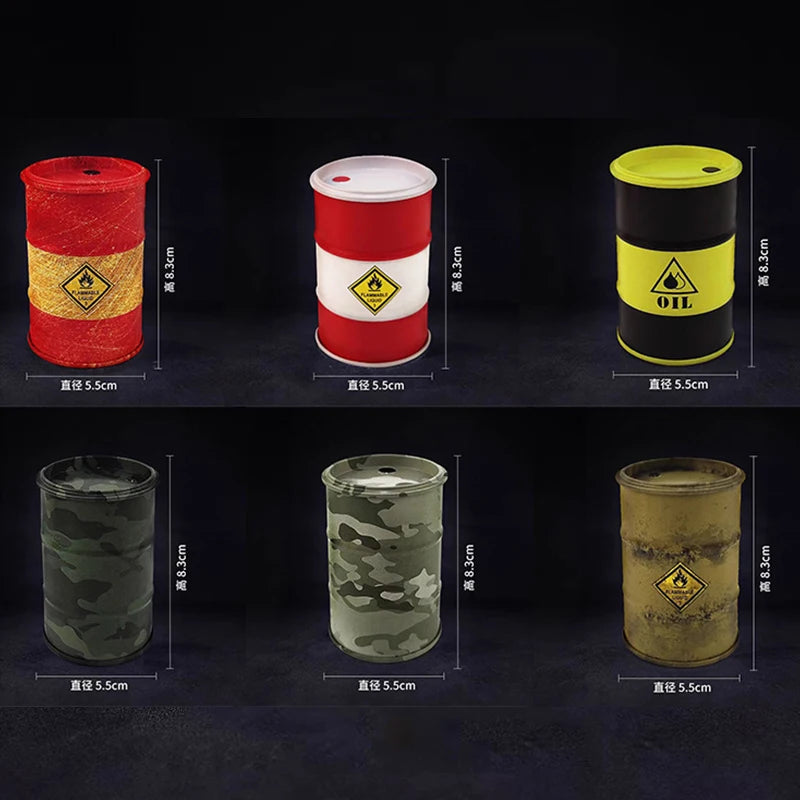 Iron Mini Oil Drum Model – Chemistry Car Desktop Decoration & Storage Box War Games Scene Toy for Boys