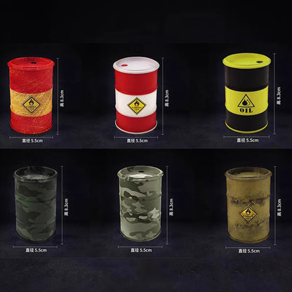 Iron Mini Oil Drum Model – Chemistry Car Desktop Decoration & Storage Box War Games Scene Toy for Boys