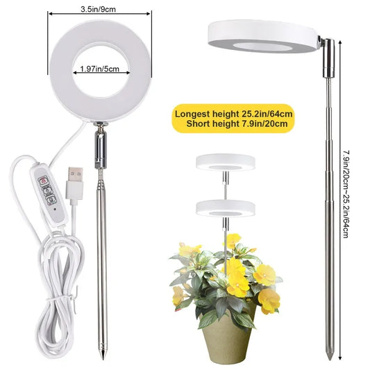 Premium Indoor Solar LED Growth Light: Full Spectrum with Four Gear Dimming - Ideal for Fleshy Plants, Flowers, and Telescopic Fill Light for Floors