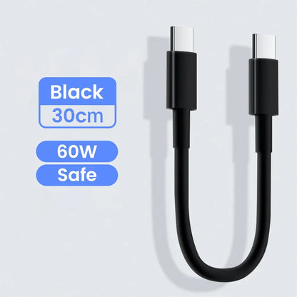 30cm USB-C to USB-C Fast Charging Cable – Compatible with iPhone 15, Xiaomi, Samsung, Huawei & Power Banks