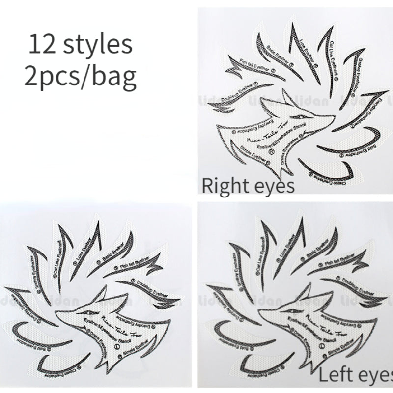 2Pcs Eyeliner Template Set - Professional Cat Eye Makeup Stencils, Wing Style Liner Stamping Tools