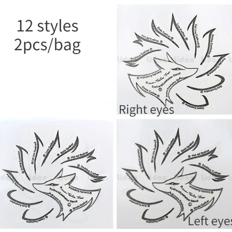 2Pcs Eyeliner Template Set - Professional Cat Eye Makeup Stencils, Wing Style Liner Stamping Tools