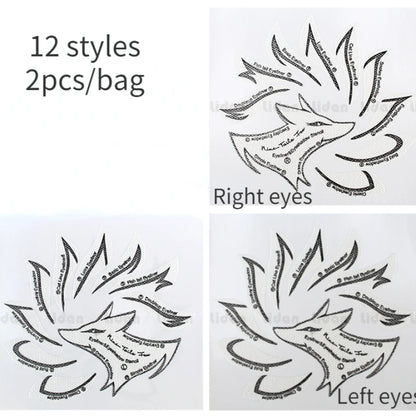 2Pcs Eyeliner Template Set - Professional Cat Eye Makeup Stencils, Wing Style Liner Stamping Tools